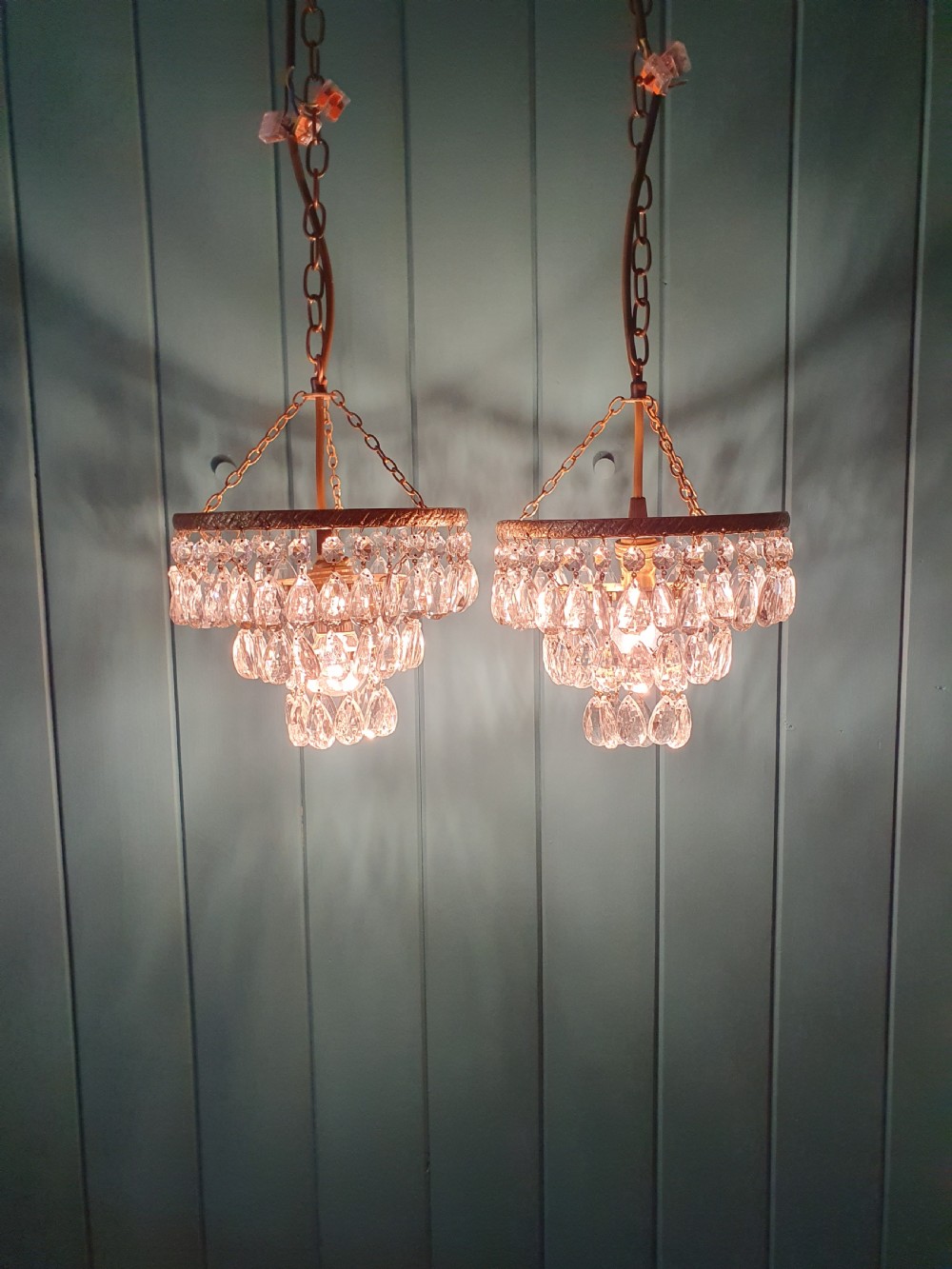 Early 20th century pair drip chandeliers 8