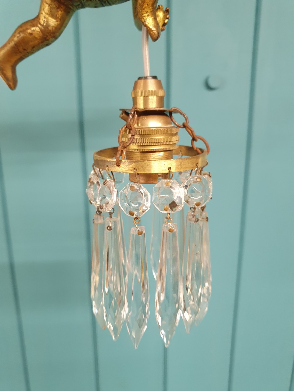 Small early 20th century flying cherub chandelier View IV