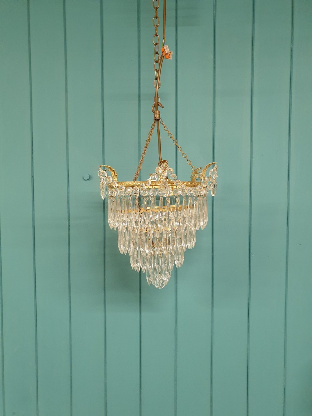 Early 20th century spike chandelier with swags to the top 12