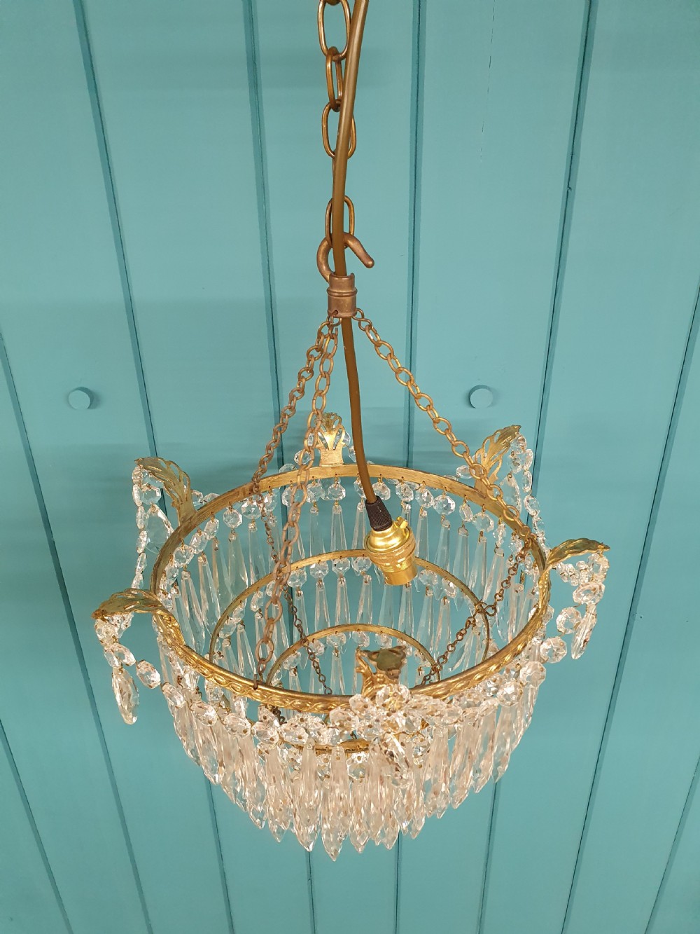 Early 20th century spike chandelier with swags to the top 12