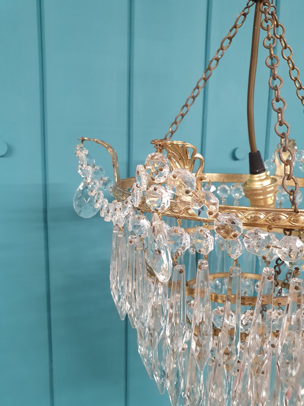 Early 20th century spike chandelier with swags to the top 12