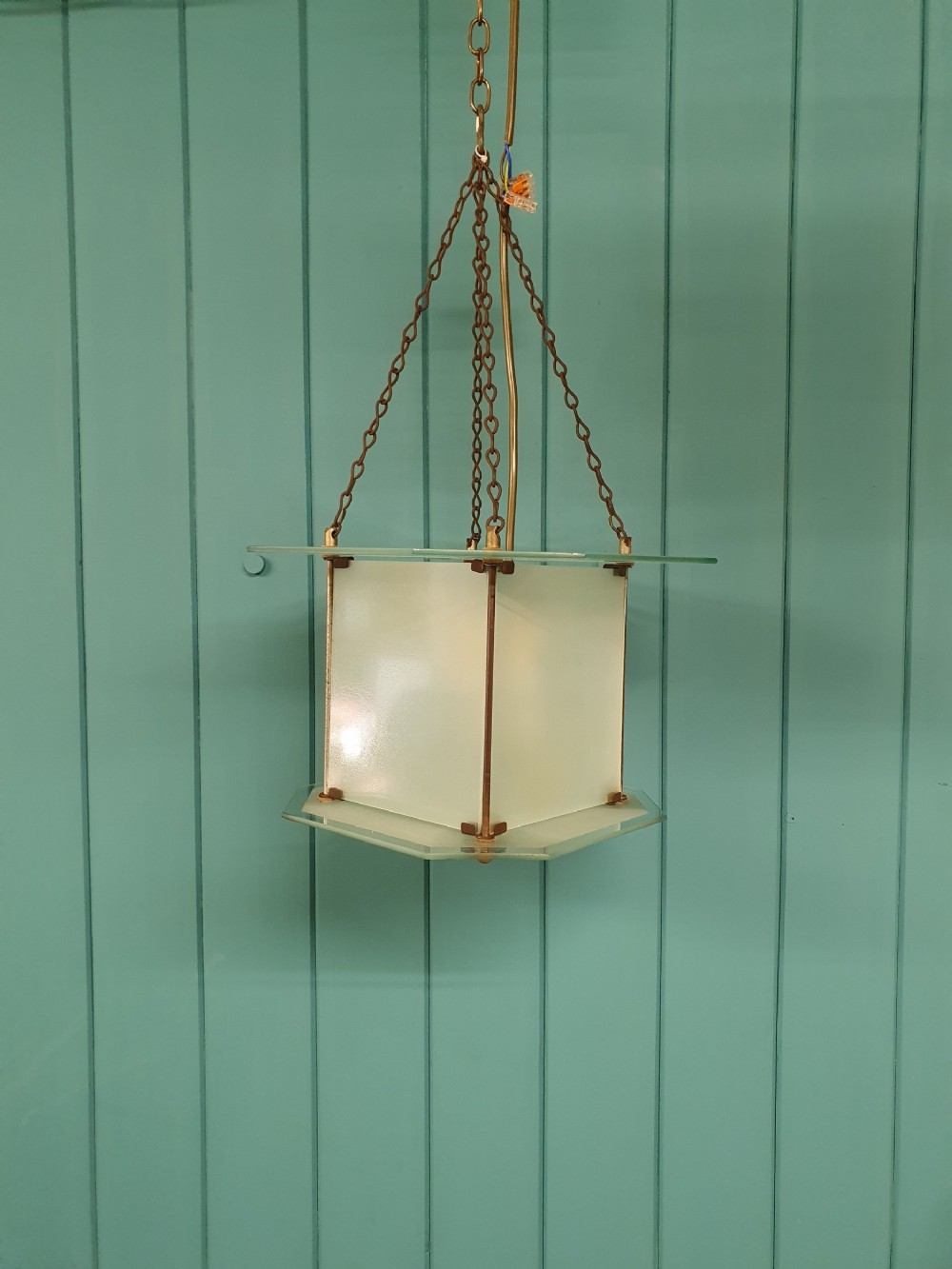 Square art deco hall light