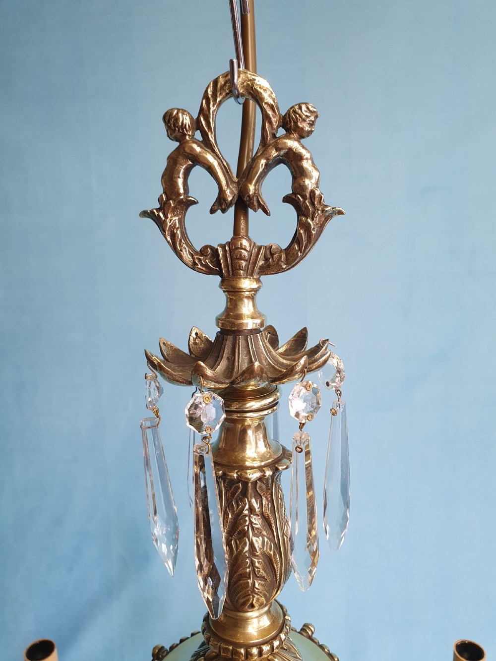 Early 20th century Large eight arm brass chandelier 24