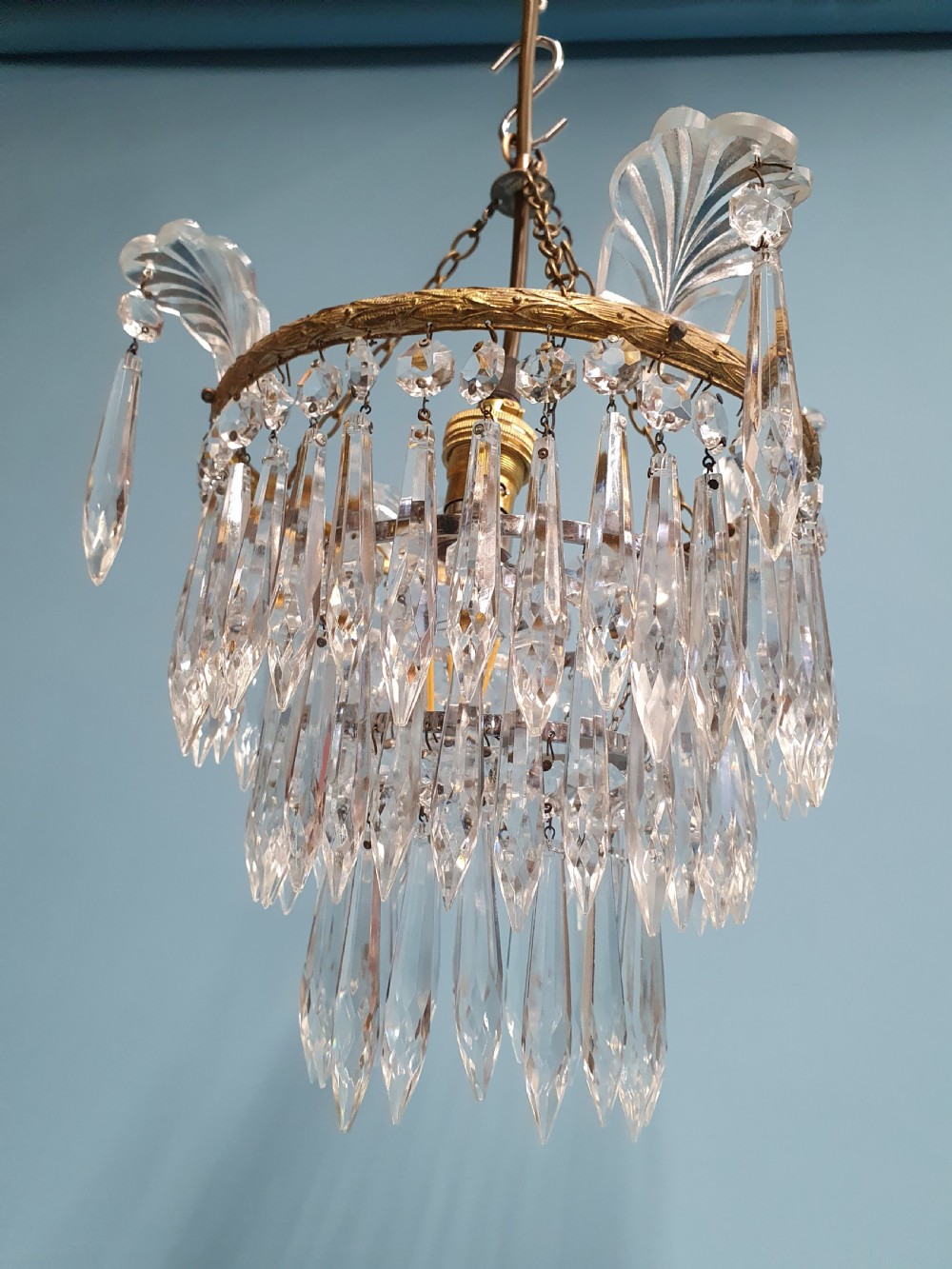 Early 20th century three tier spike chandelier 11