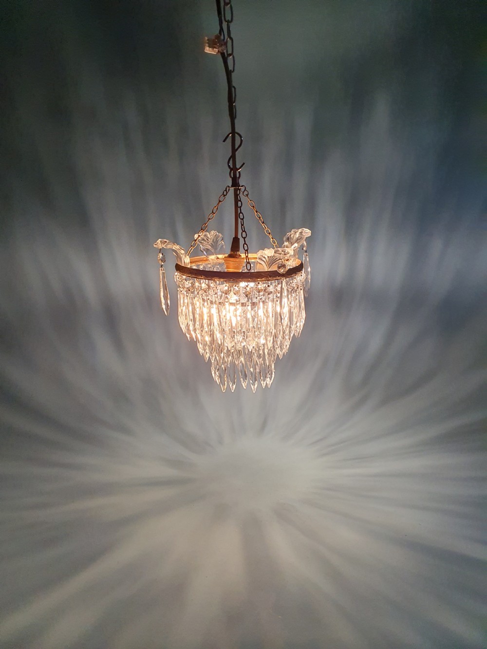Early 20th century three tier spike chandelier 11