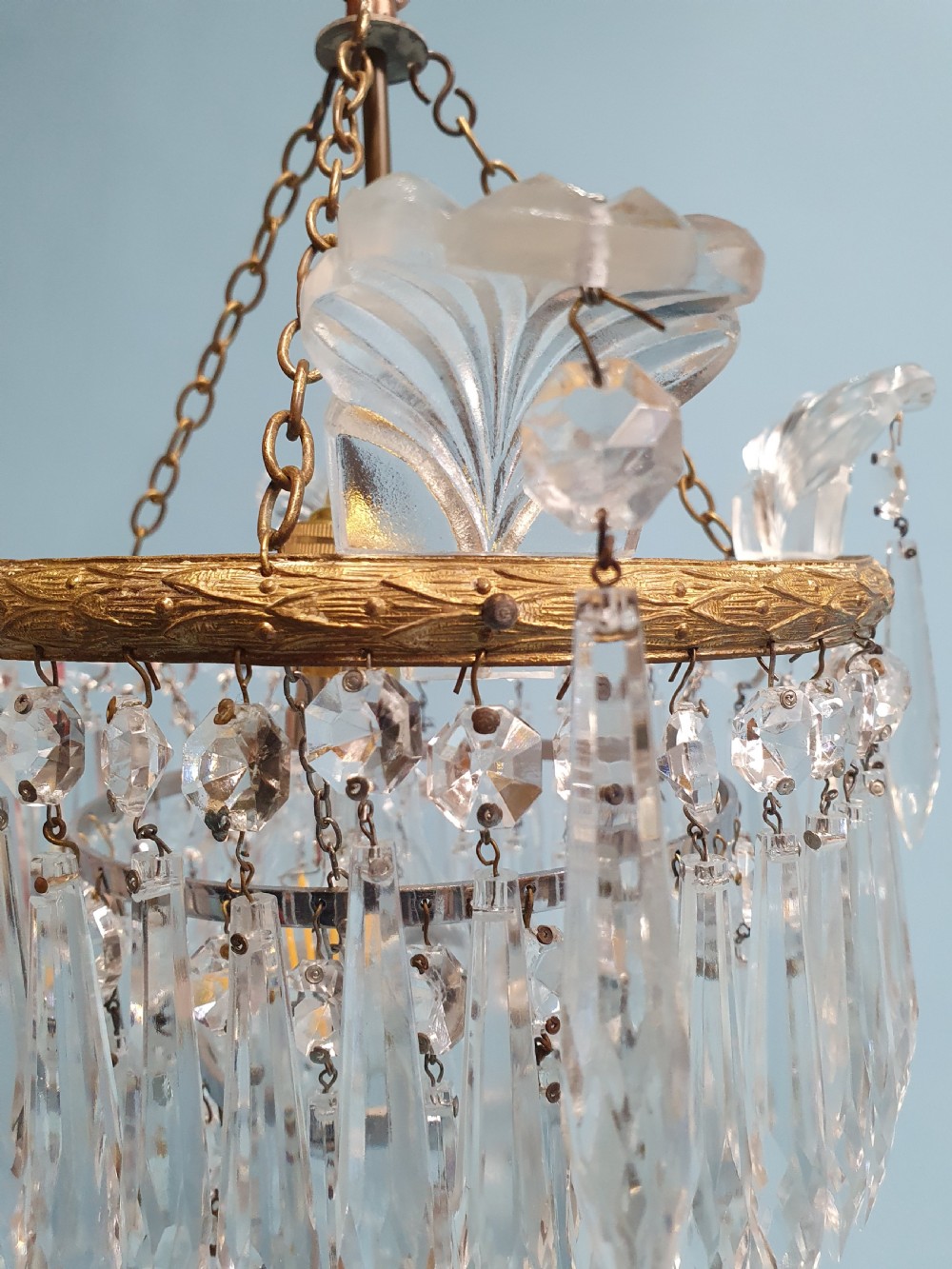 Early 20th century three tier spike chandelier 11