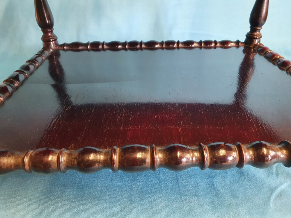 Mid 19th century Bobbin turned Rosewood Canterbury with shelf. View V