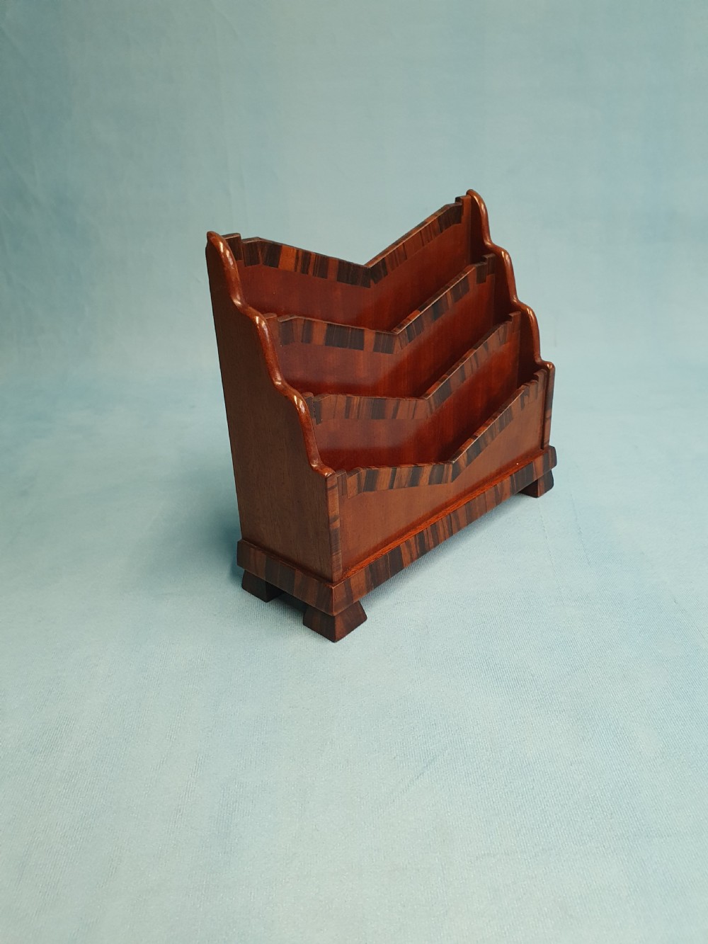 Art deco letter rack with short grain Coromandel wood