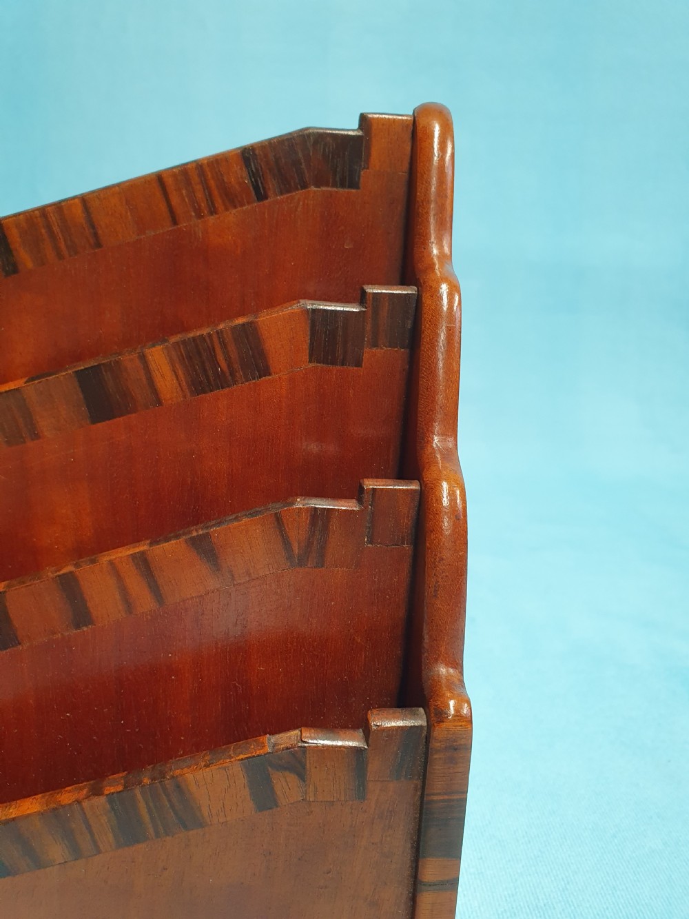 Art deco letter rack with short grain Coromandel wood View IV