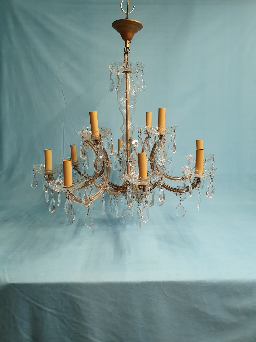 First half of the 20th century large two tier chandelier with 12 arms  31