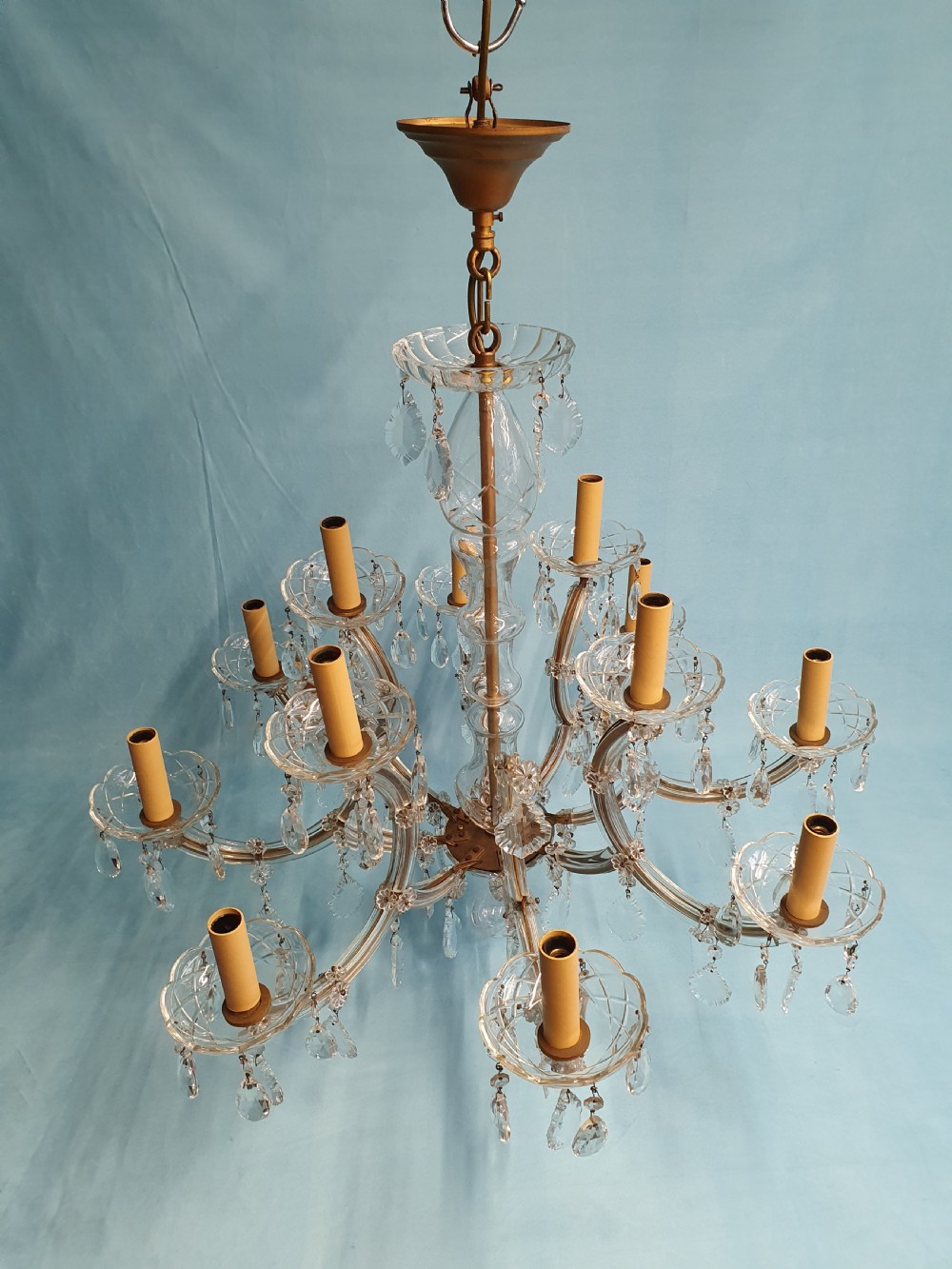 First half of the 20th century large two tier chandelier with 12 arms  31