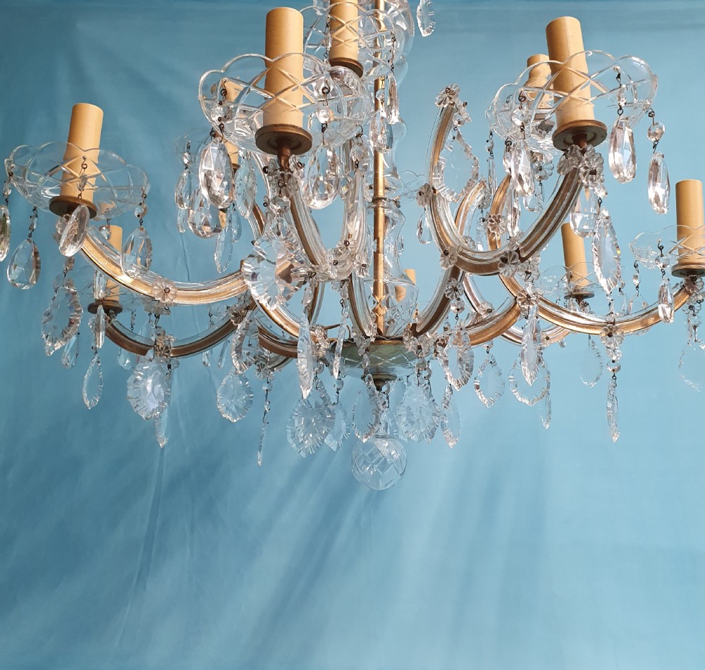 First half of the 20th century large two tier chandelier with 12 arms  31