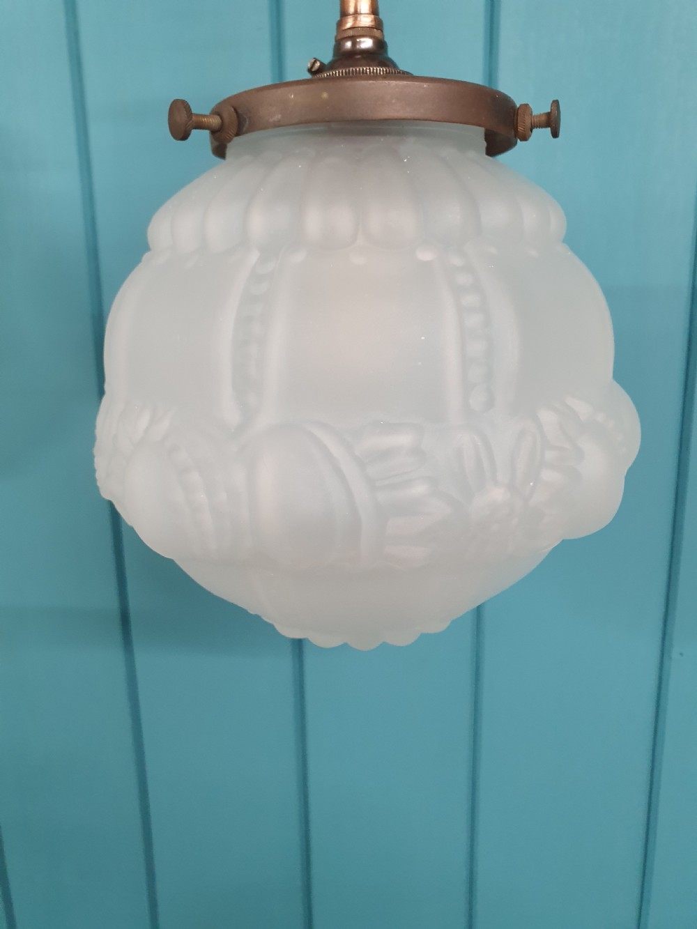Pair of opaque pendant globes early 20th century 7