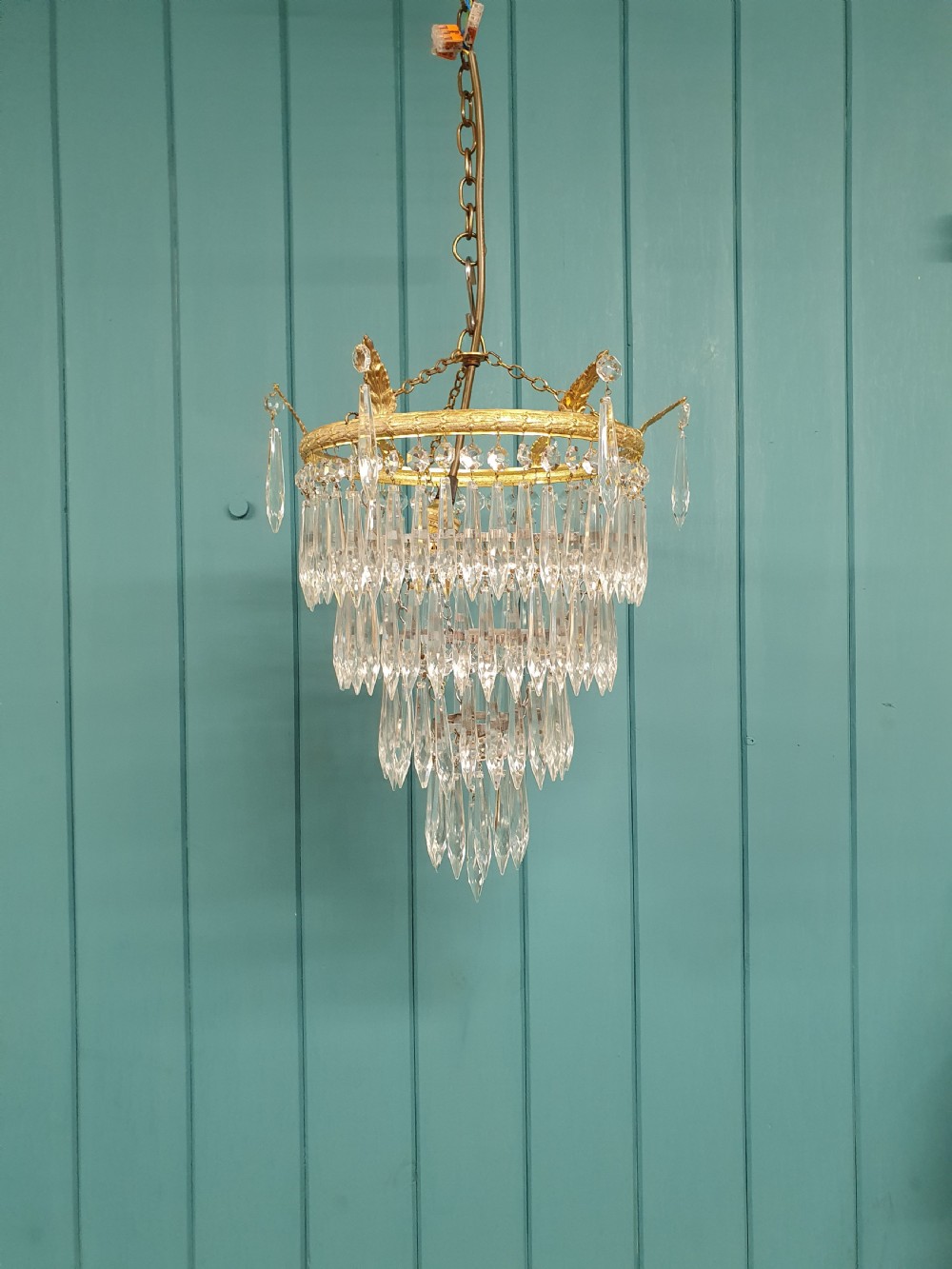Early 20th century five tier spike chandelier 12