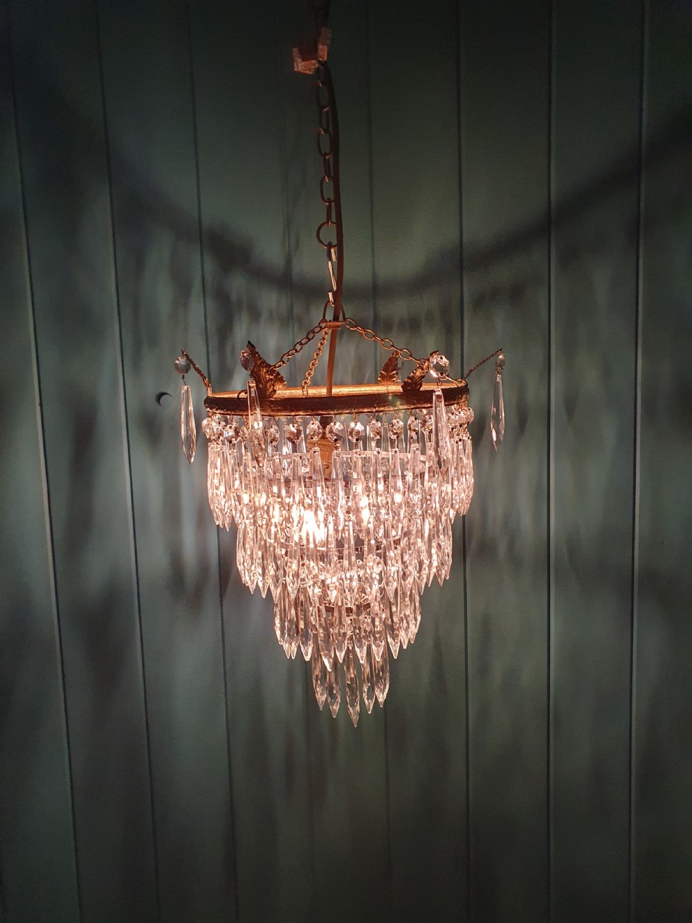 Early 20th century five tier spike chandelier 12