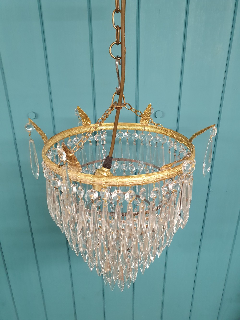 Early 20th century five tier spike chandelier 12