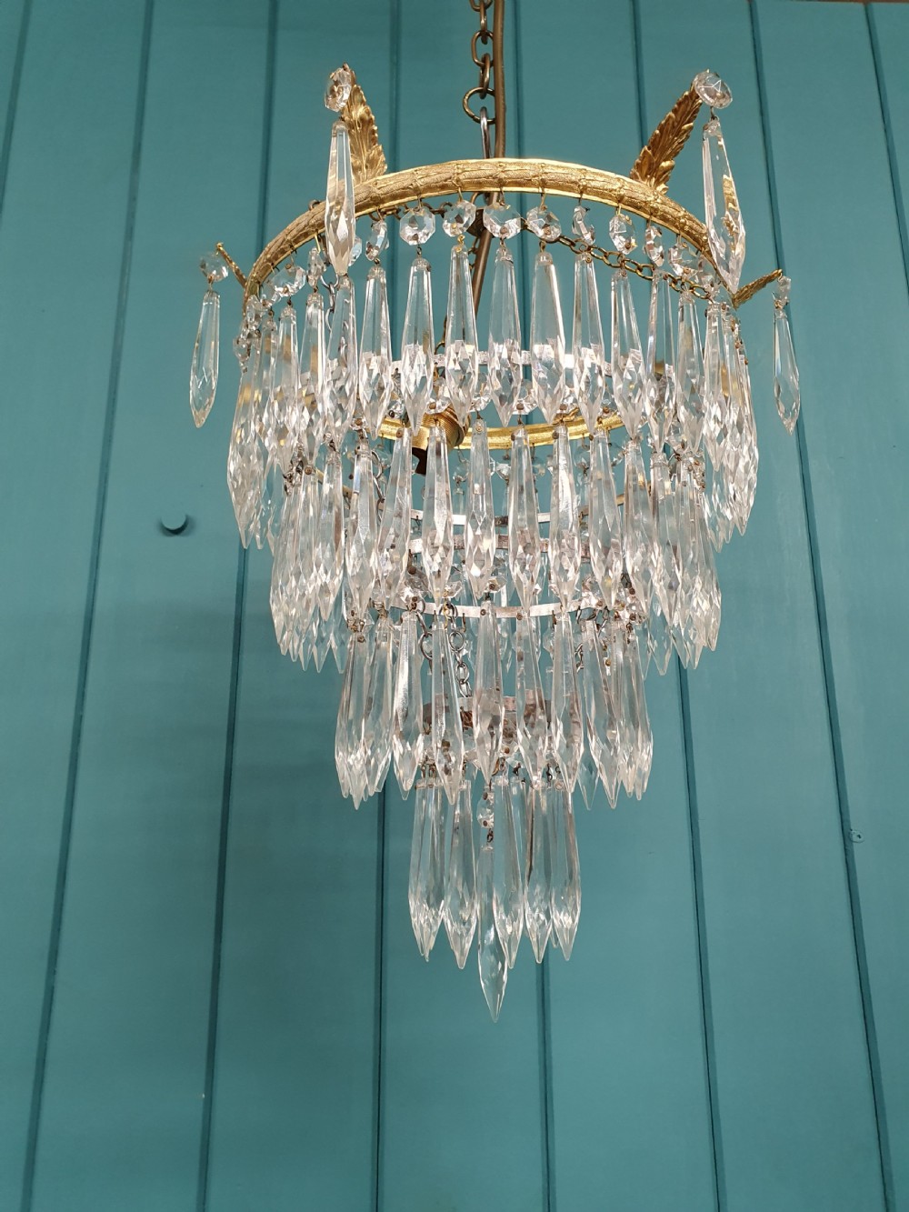 Early 20th century five tier spike chandelier 12
