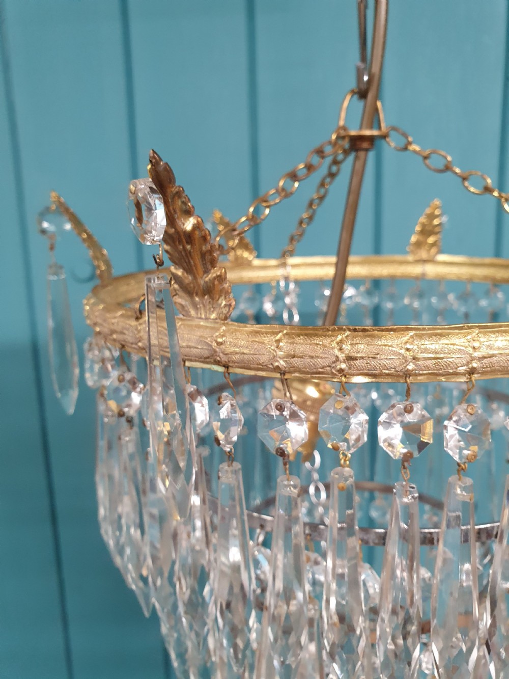 Early 20th century five tier spike chandelier 12