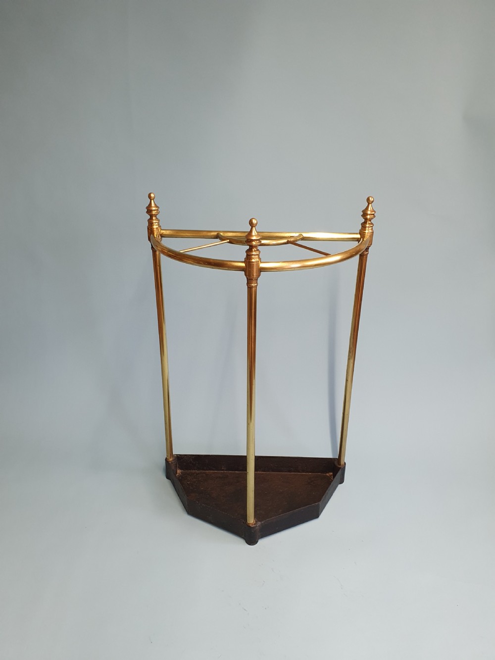 Early 20th century brass bow front stick stand