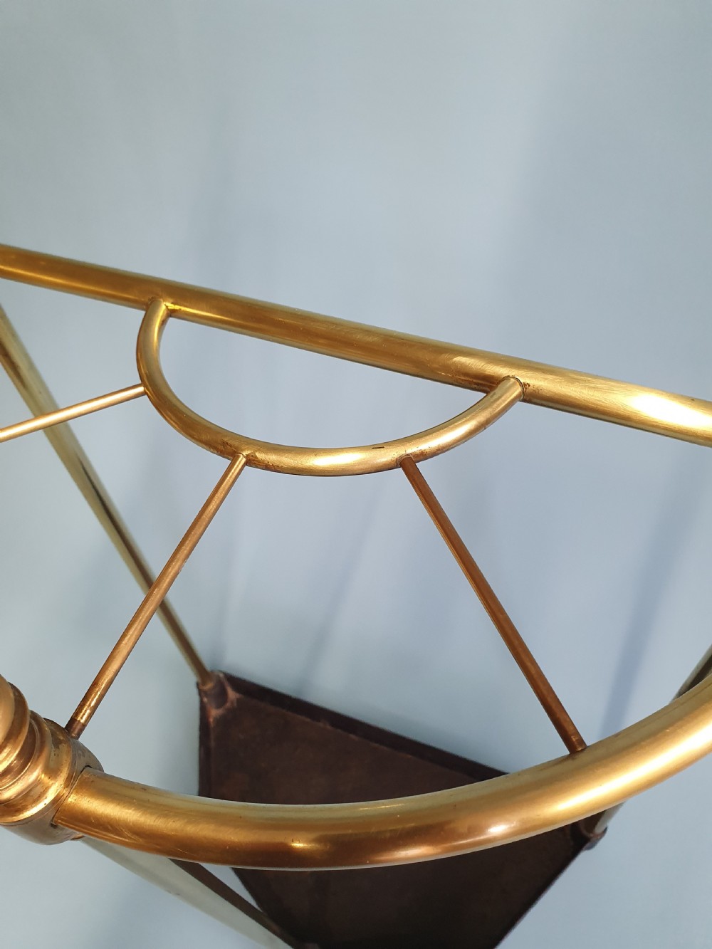 Early 20th century brass bow front stick stand View II