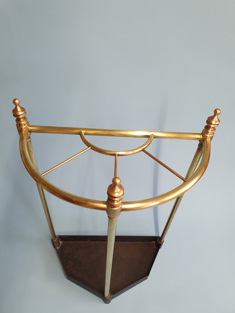Early 20th century brass bow front stick stand View III