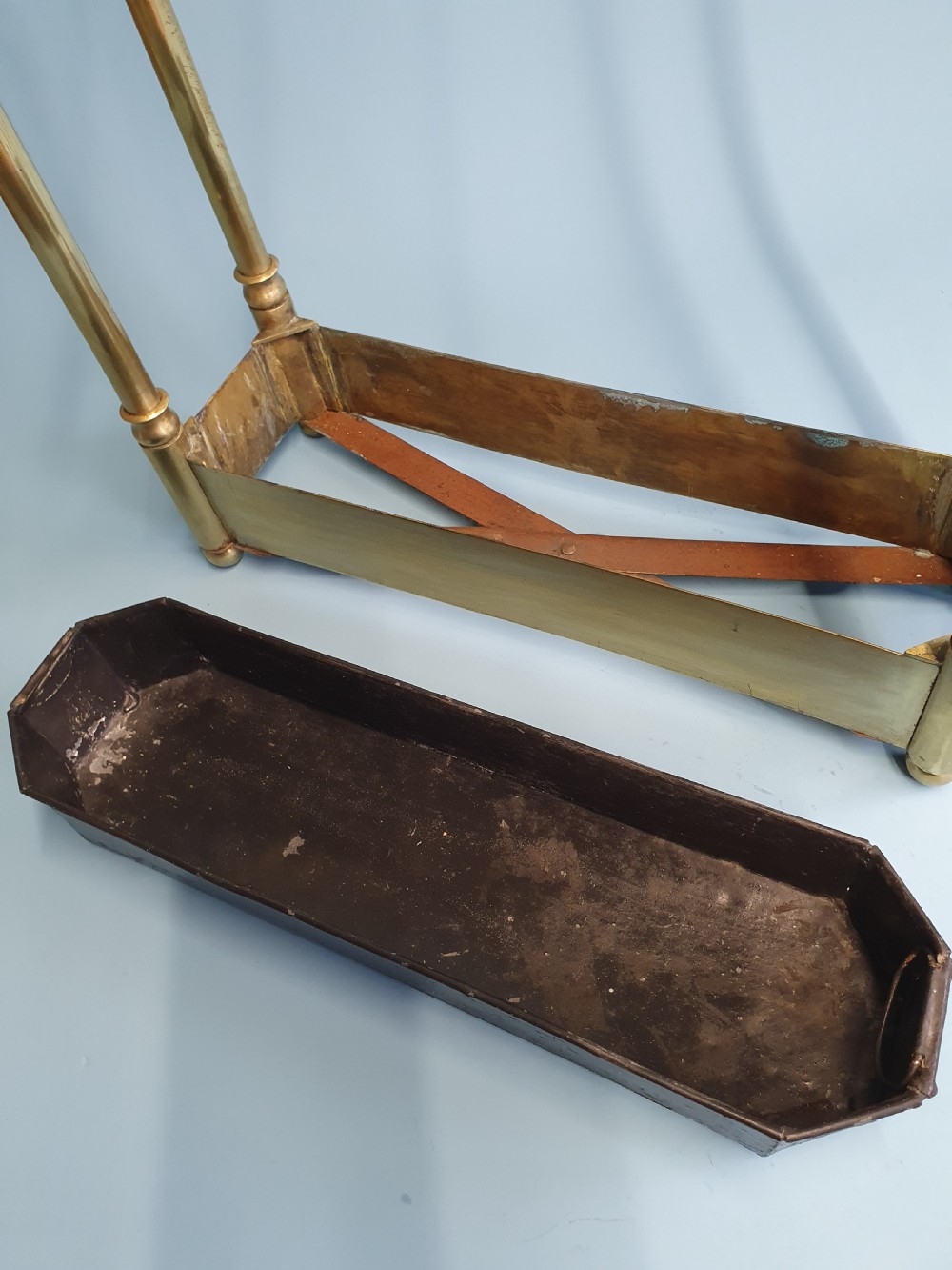 Early 20th century narrow brass stick stand - umbrella stand View V