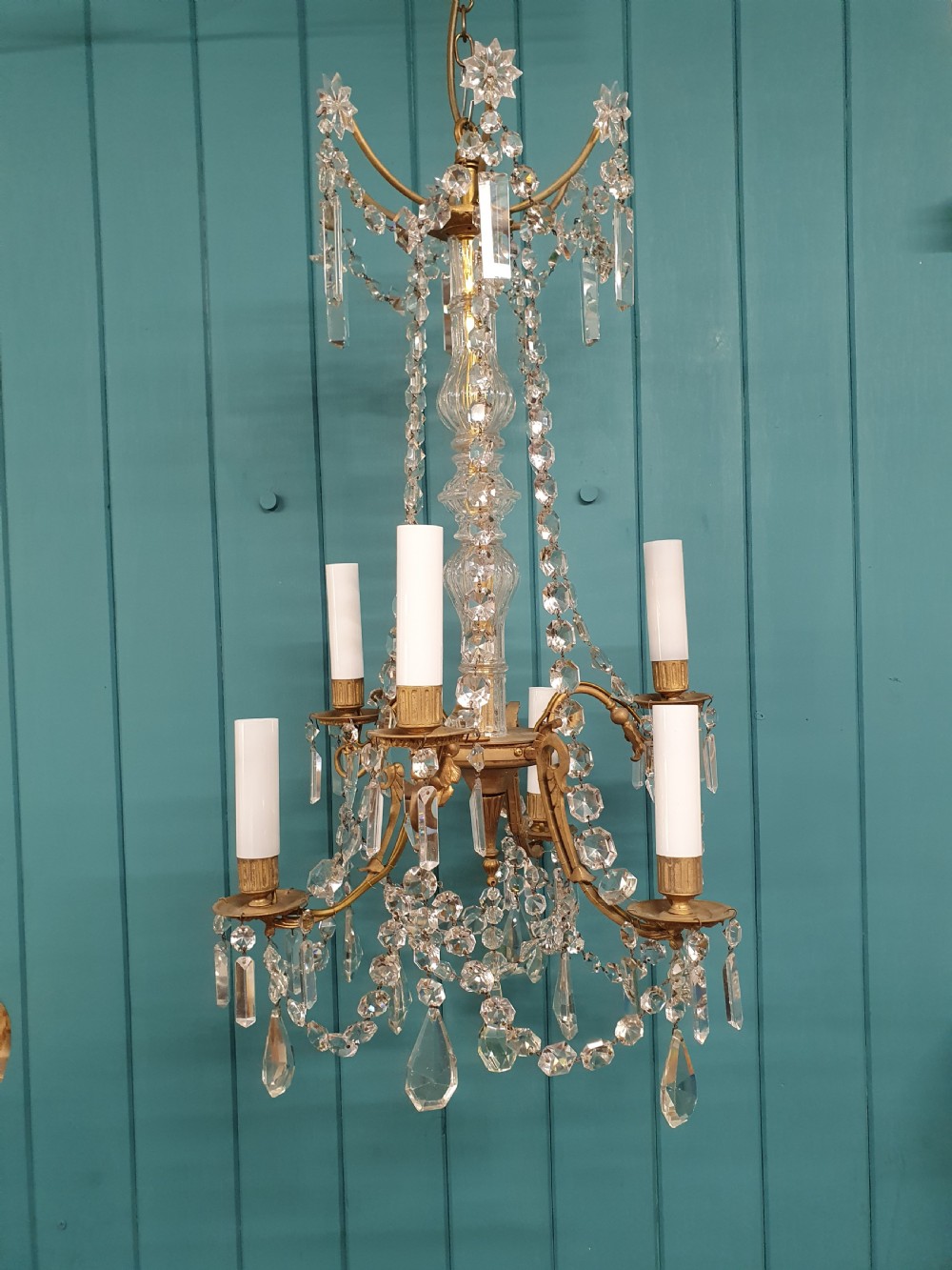 Early 20th century French six arm chandelier