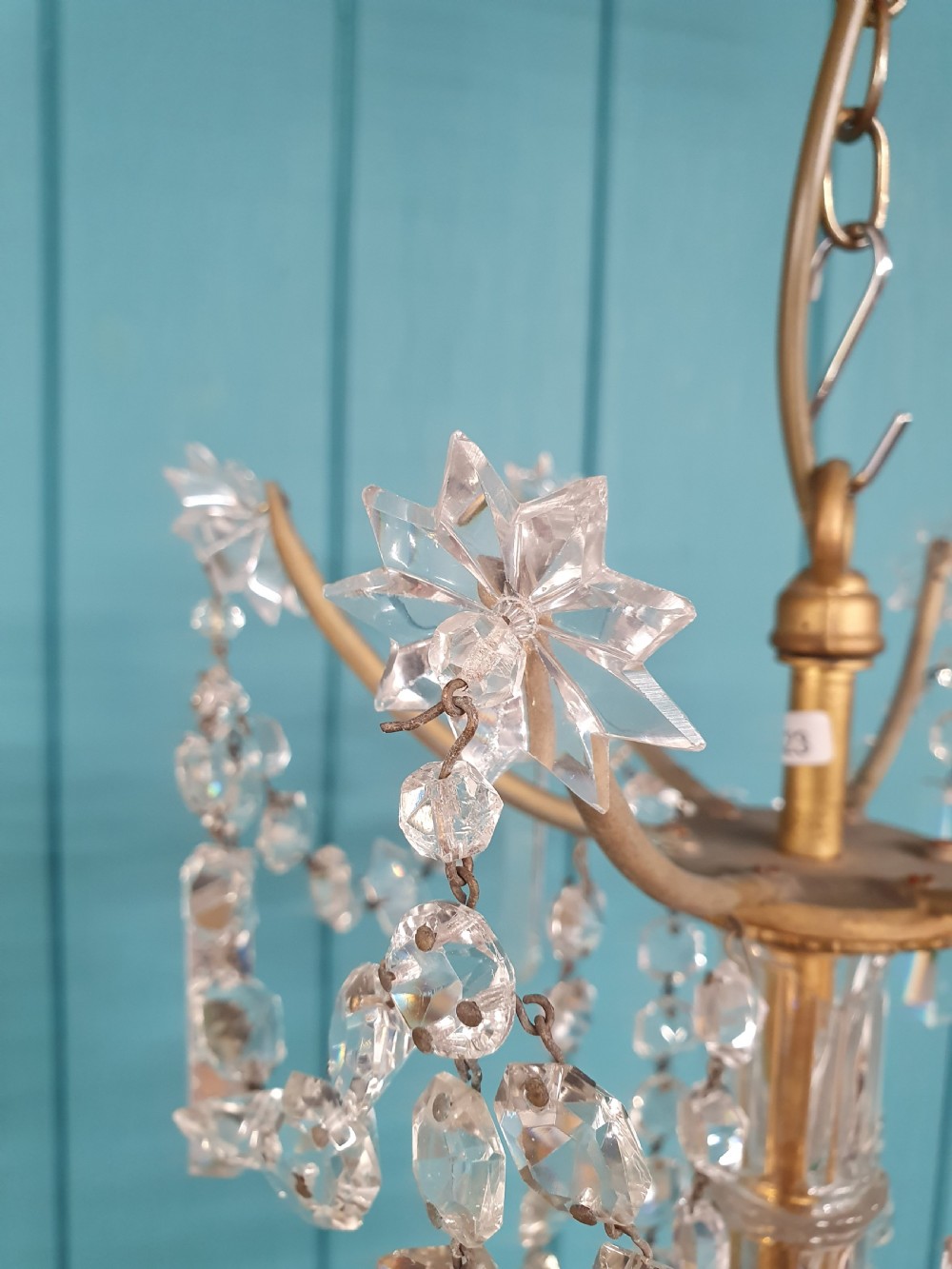 Early 20th century French six arm chandelier View II