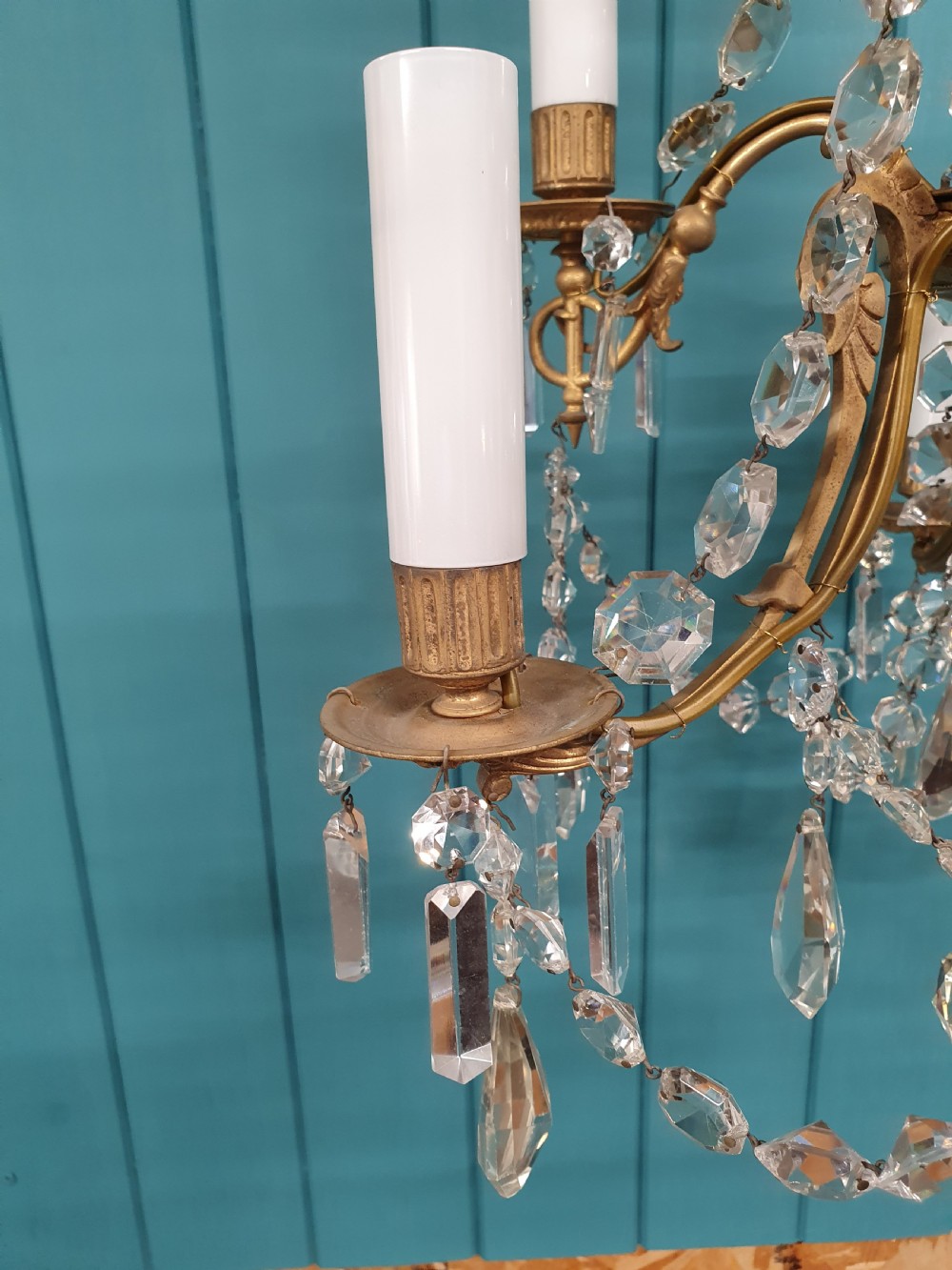Early 20th century French six arm chandelier View III
