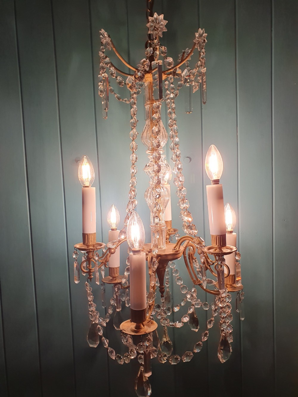 Early 20th century French six arm chandelier View VI