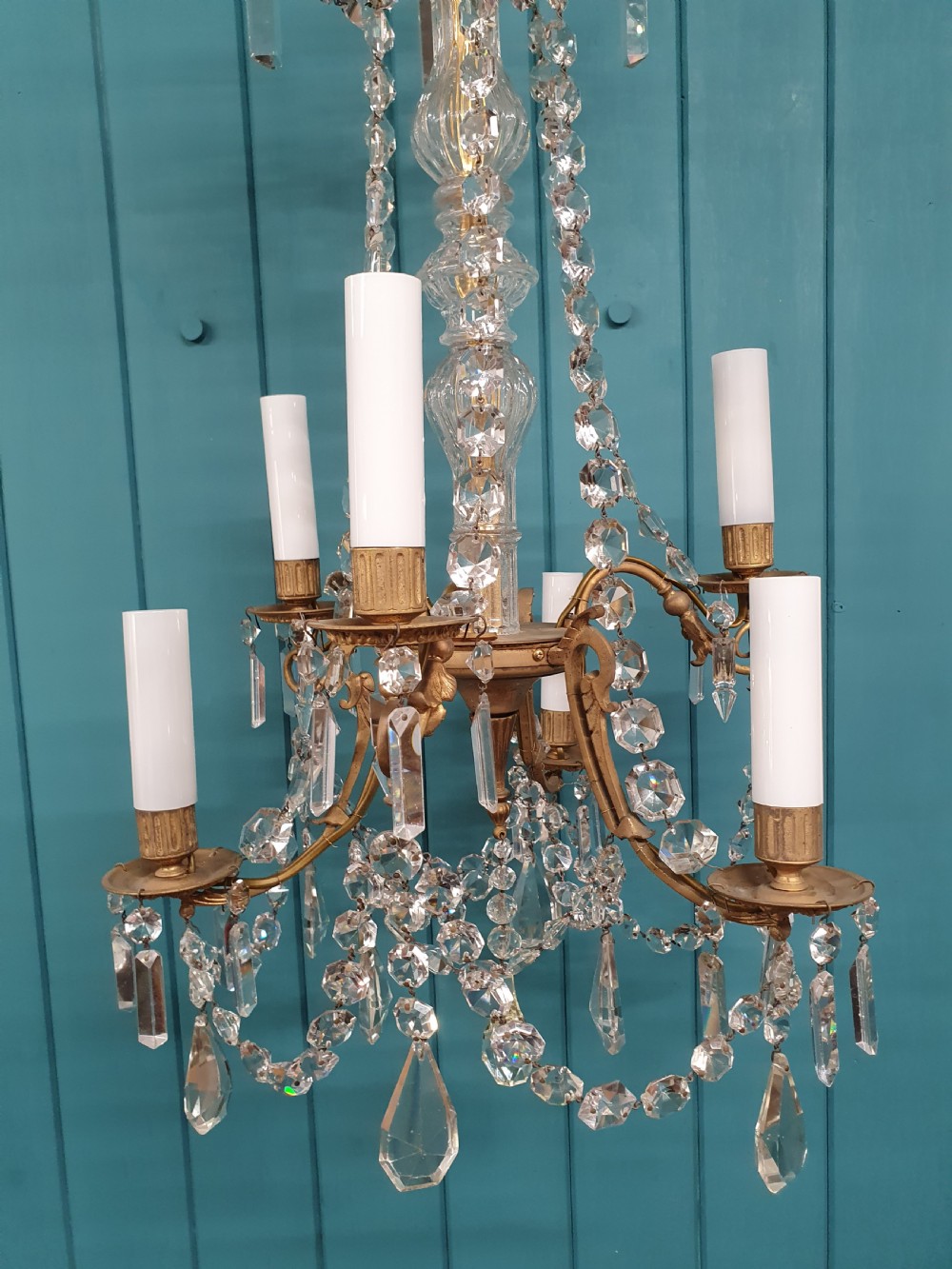 Early 20th century French six arm chandelier View VII