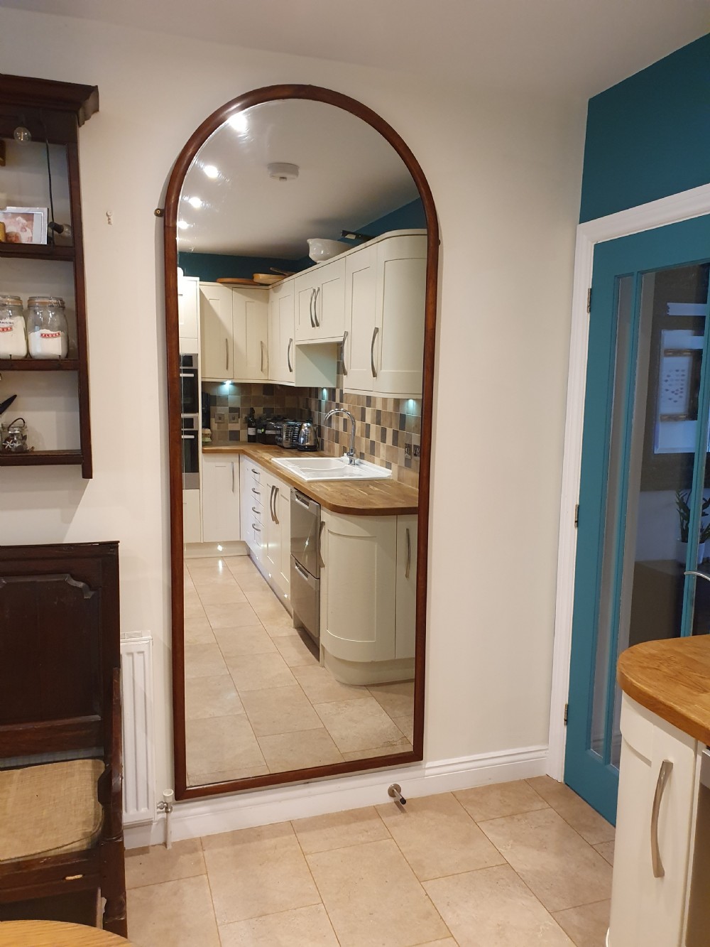 Large 19th-century arch top continental mirror 7'