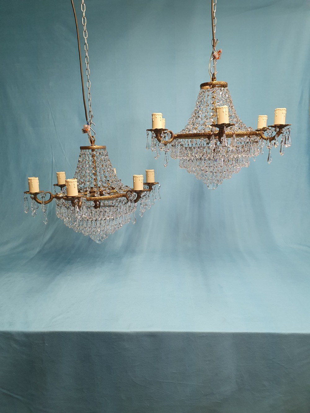 Early 20th-century pair of five arm spike chandeliers 20