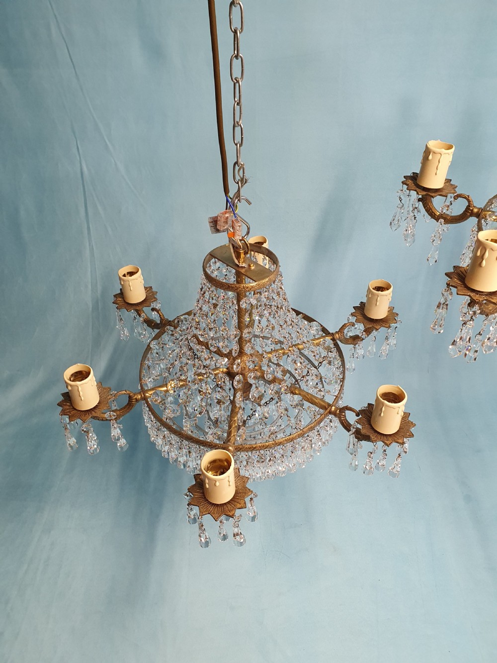 Early 20th-century pair of five arm spike chandeliers 20