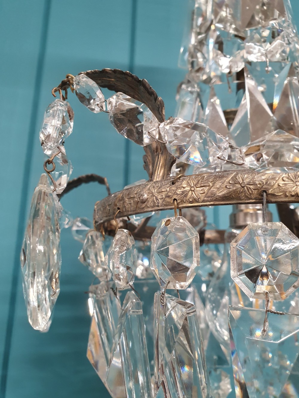 Early 20th century pair of swag chandeliers with prisms 11