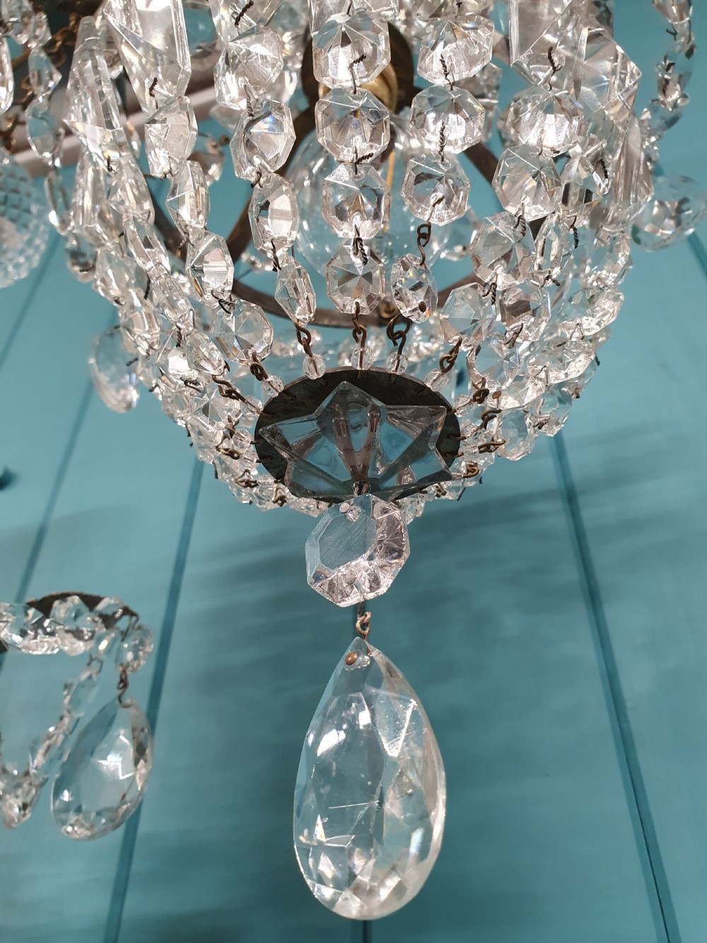 Early 20th century pair of swag chandeliers with prisms 11