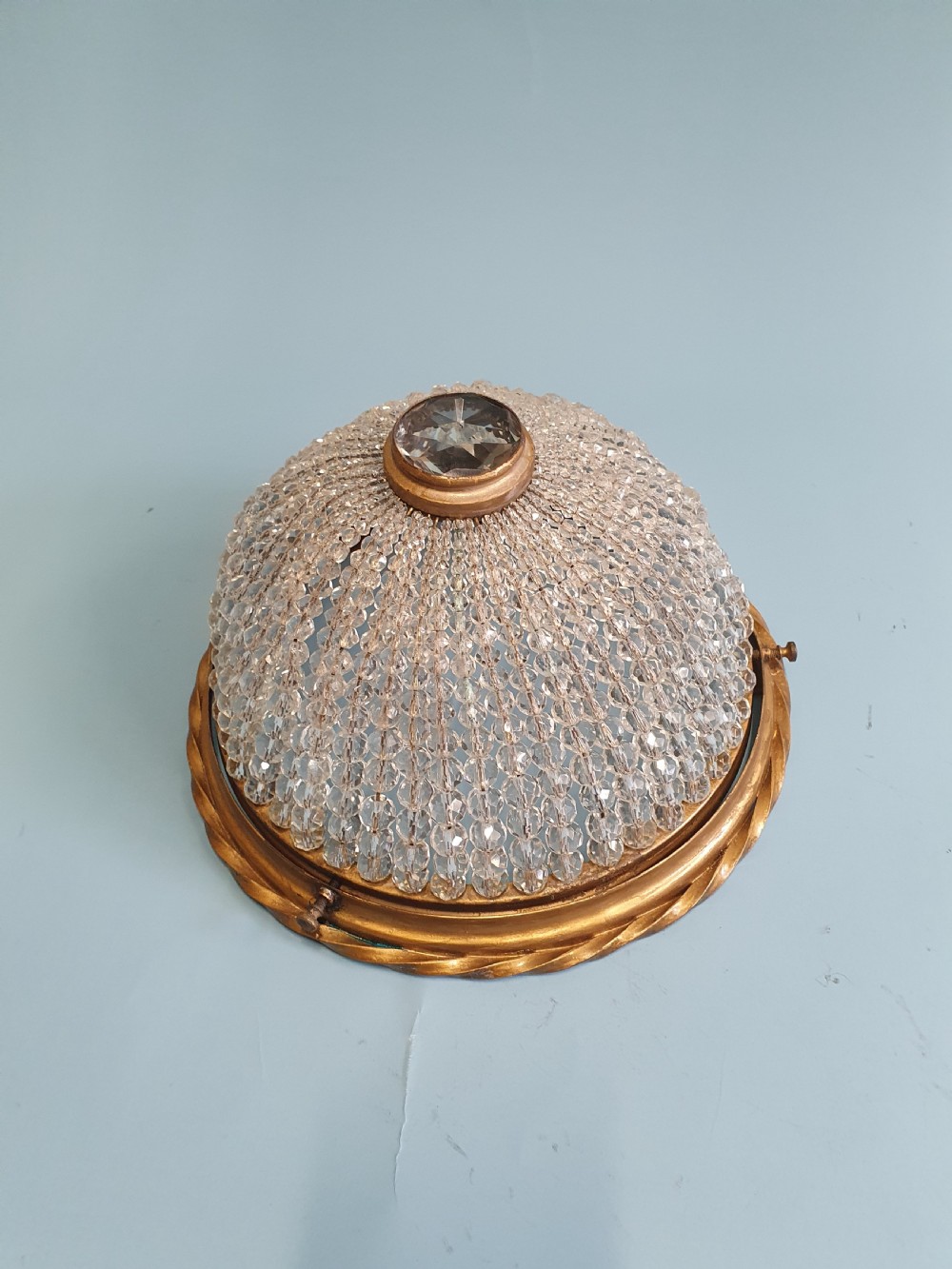 Early 20th century Ceiling mounted French tapered bead chandelier 11