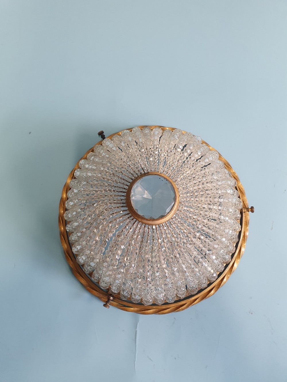Early 20th century Ceiling mounted French tapered bead chandelier 11
