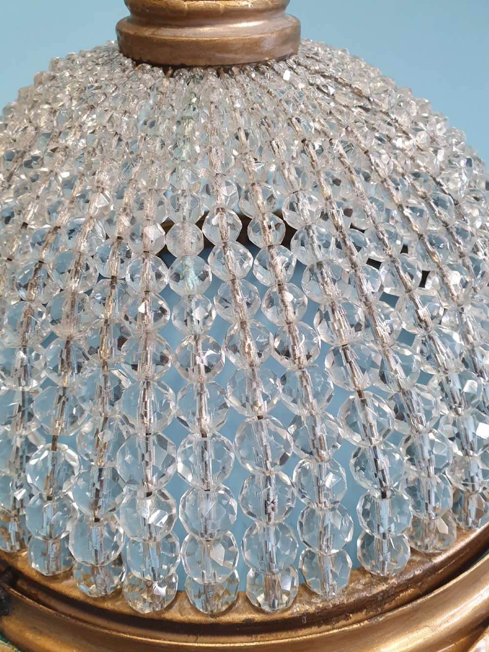 Early 20th century Ceiling mounted French tapered bead chandelier 11