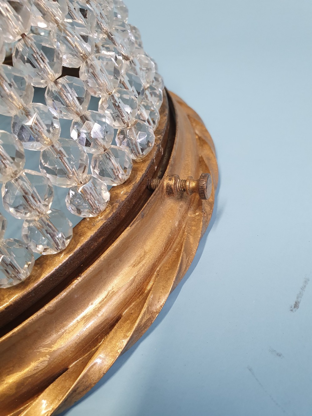 Early 20th century Ceiling mounted French tapered bead chandelier 11