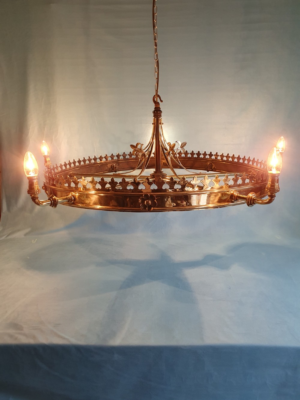 Large brass chandelier with Coronet top 43