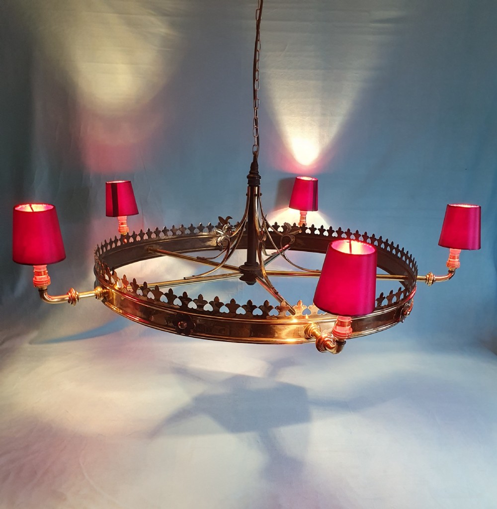 Large brass chandelier with Coronet top 43