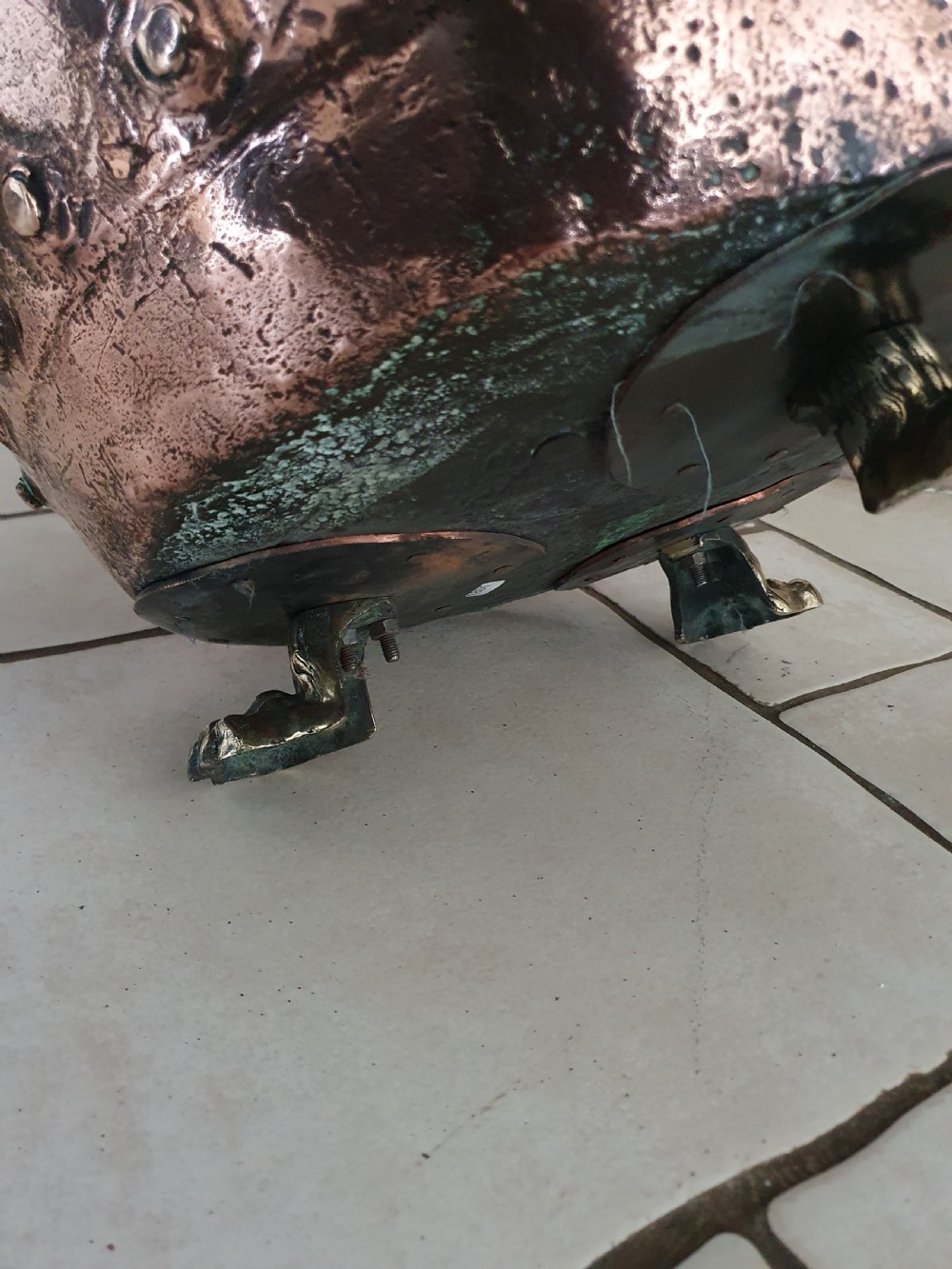 19th century copper and brass log bin. View IV