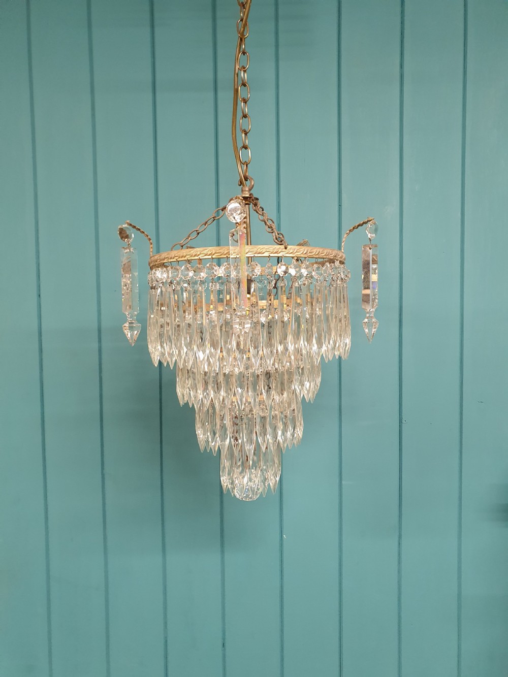 Unusual early 20th century long spike chandelier 13