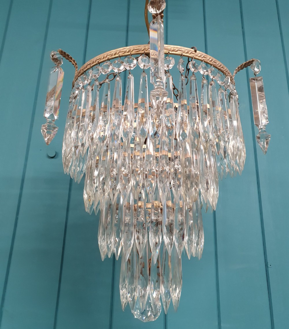 Unusual early 20th century long spike chandelier 13