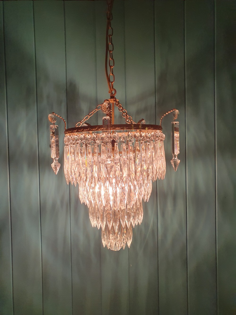 Unusual early 20th century long spike chandelier 13