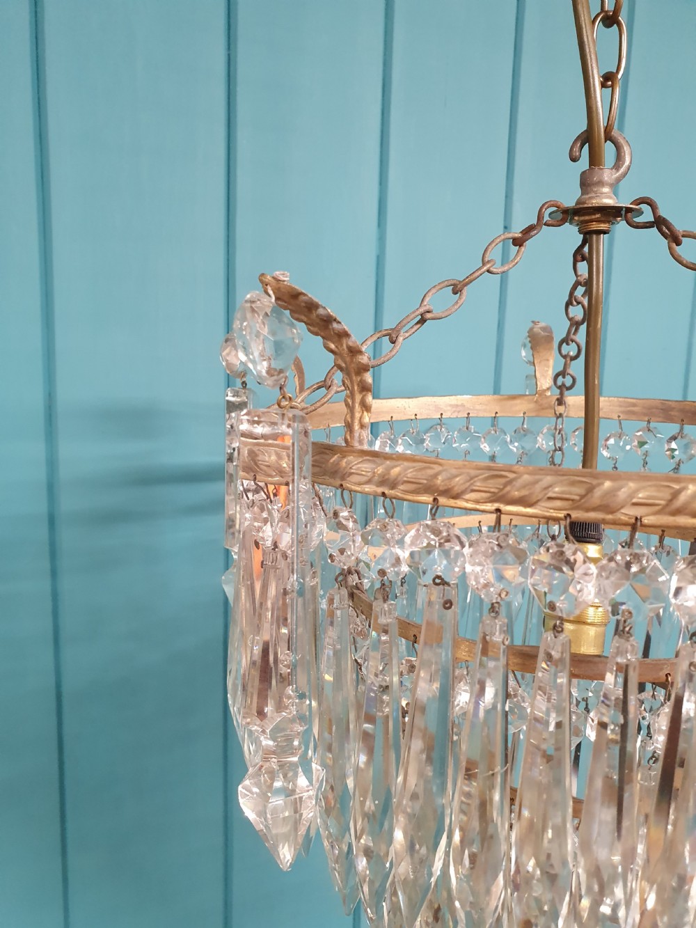 Unusual early 20th century long spike chandelier 13