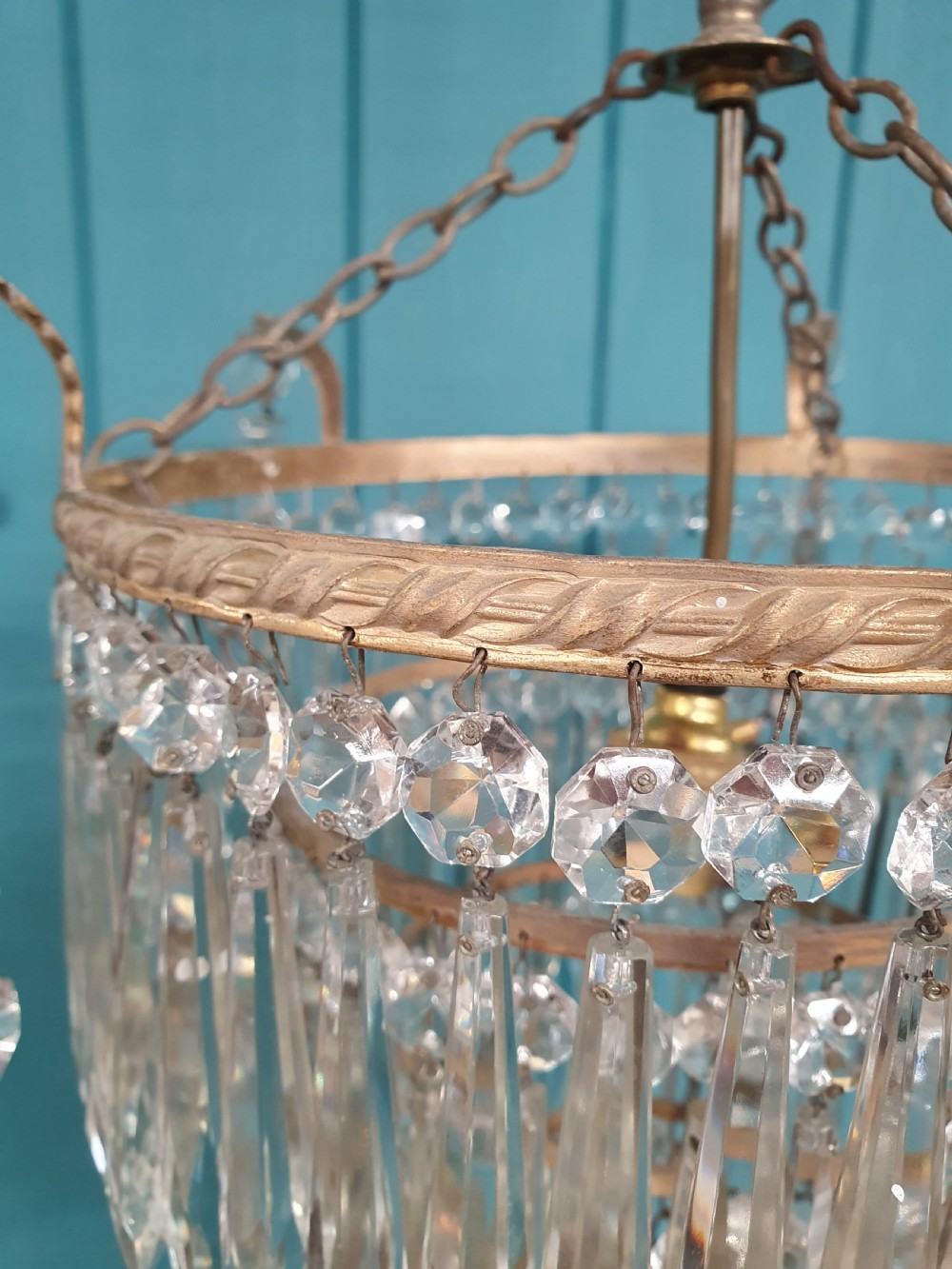 Unusual early 20th century long spike chandelier 13