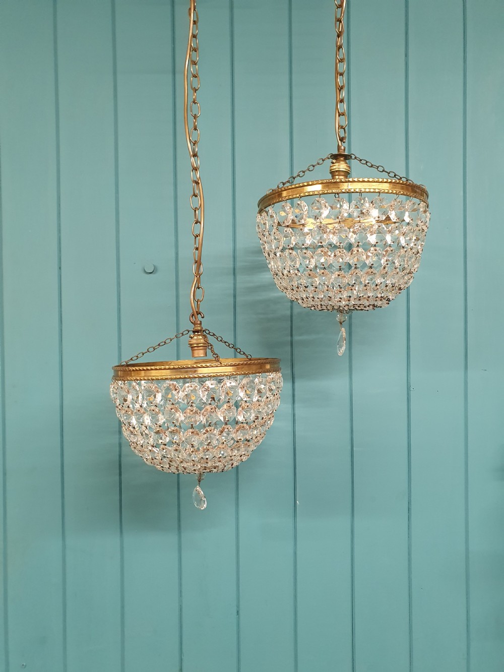 Early 20th century Pair of bag chandeliers 10