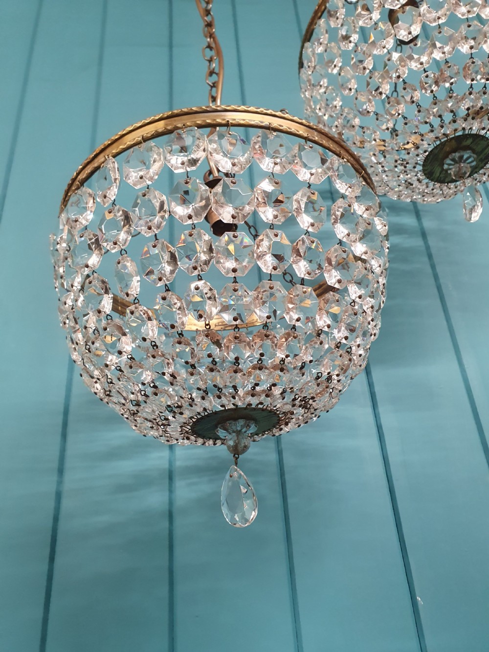 Early 20th century Pair of bag chandeliers 10